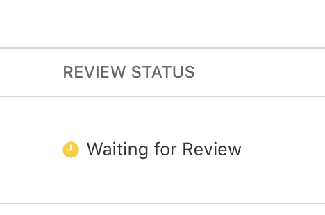 A screenshot of App Store Connect showing Waiting for Review.