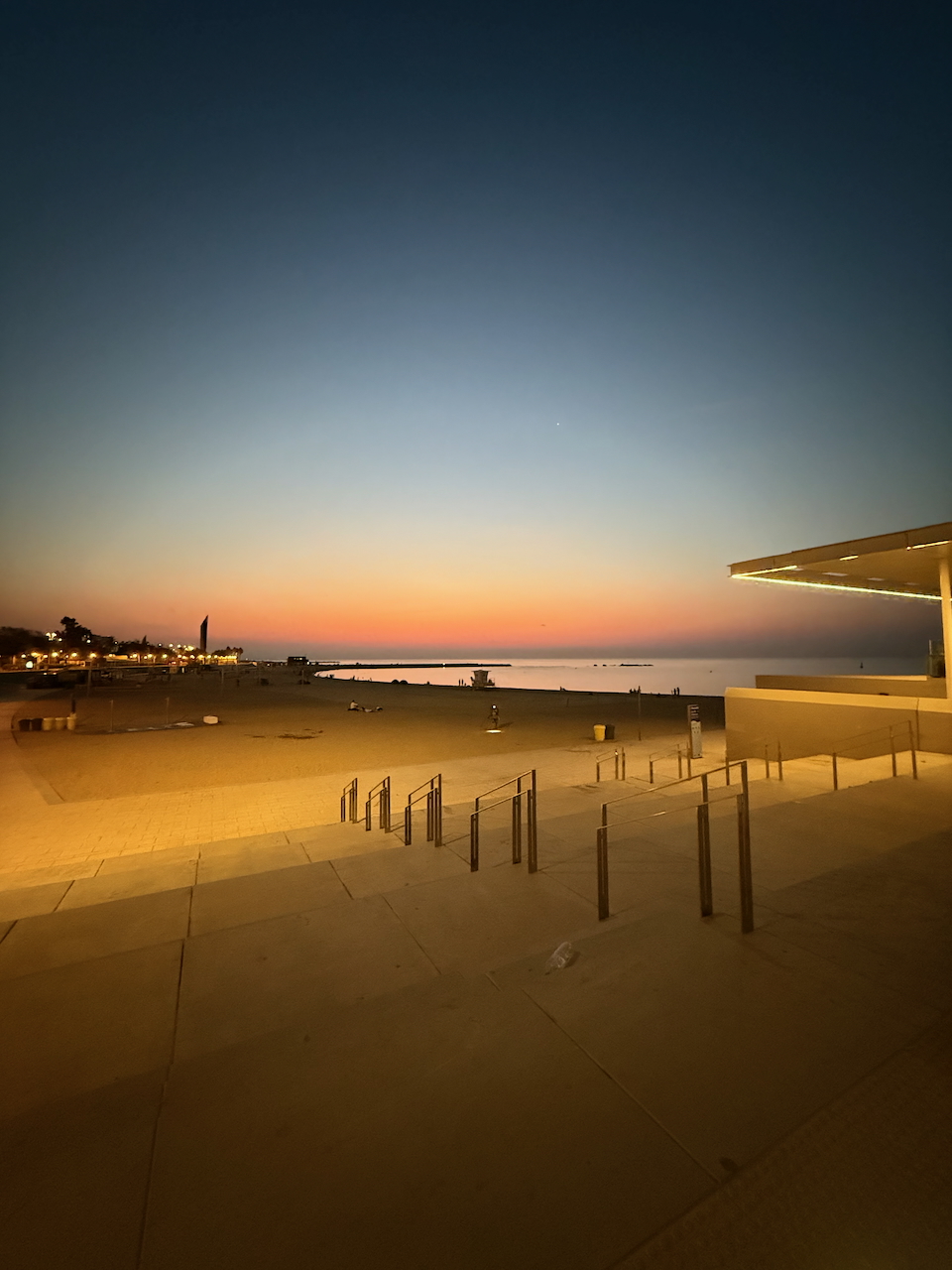 A beach at sunrise